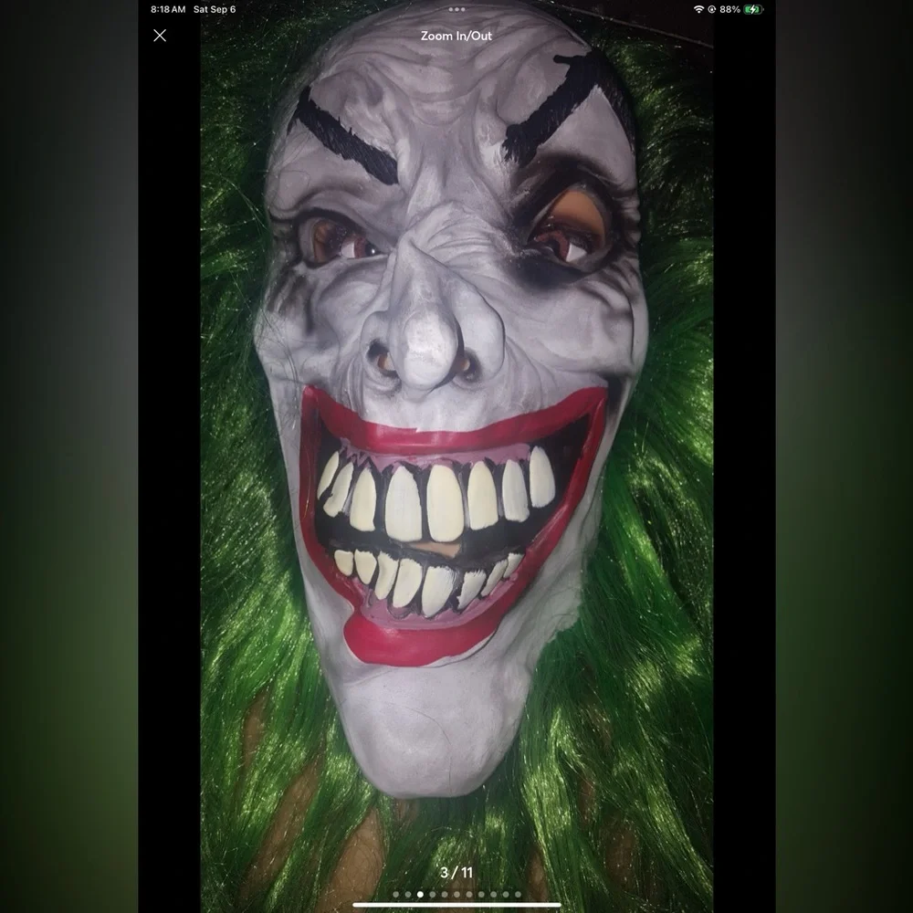 Clown Mask with Hair Costume Party Cosplay Jokester Clown NWOT Costume Mask